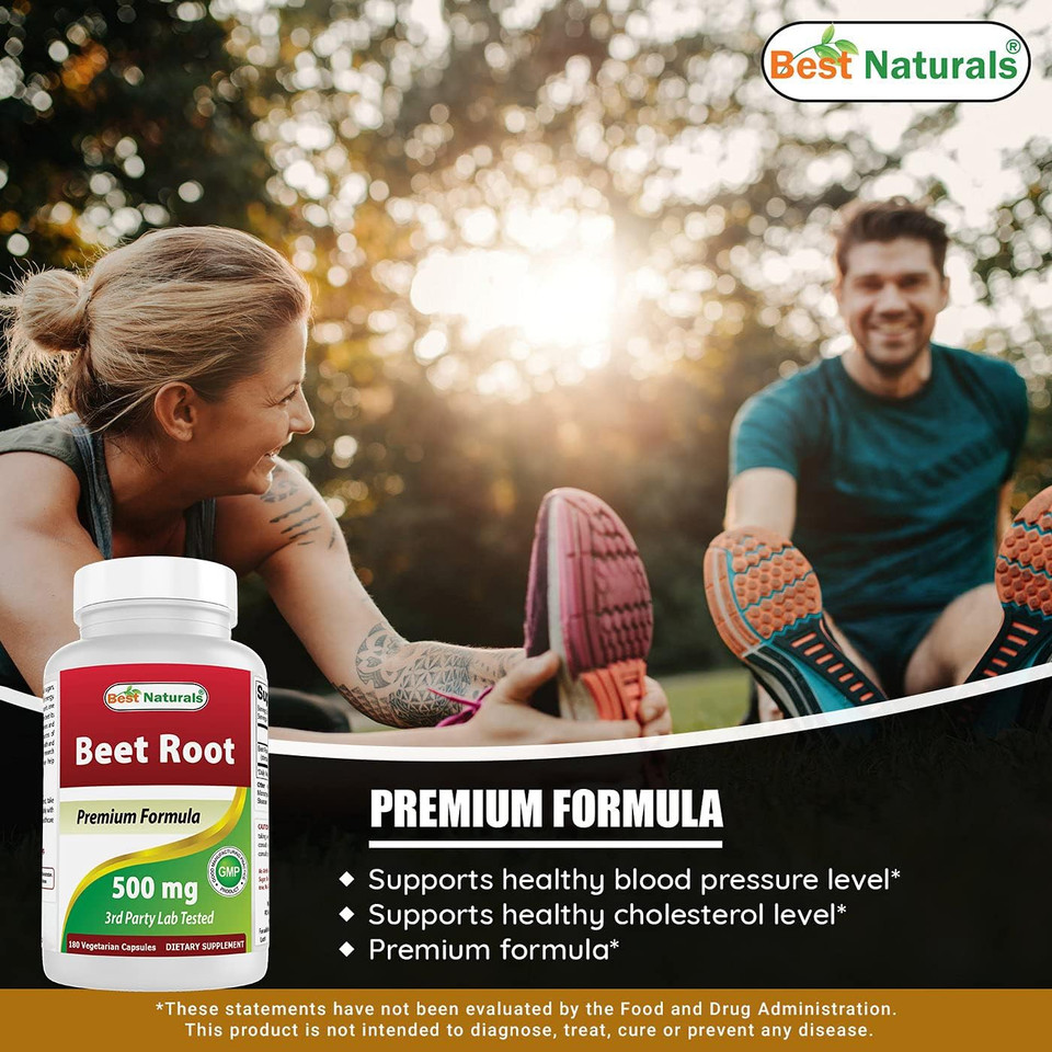 Best Naturals Beet Root Powder 500 Mg Capsules, 180 Count