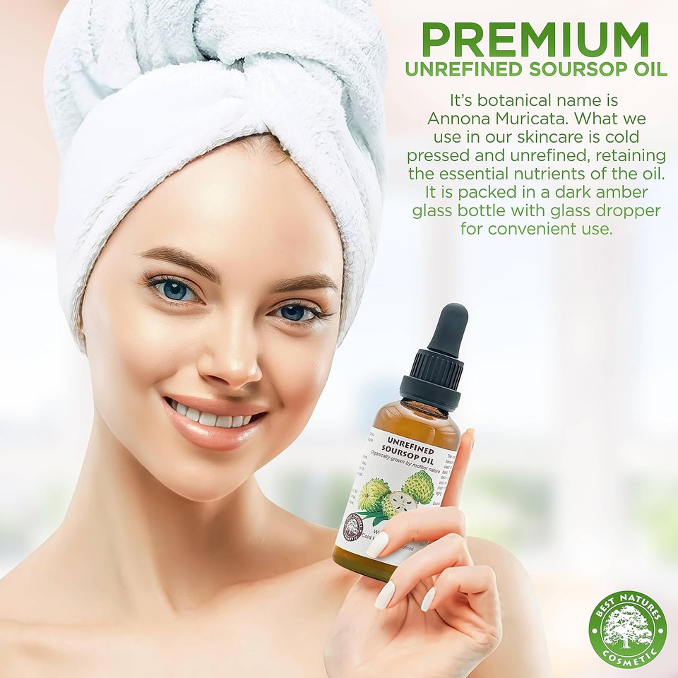 Best Nature'S Cosmetics Virgin Soursop Graviola Guanabana Oil (Organic, Undiluted, Unrefined) (4Oz)4 Fl Oz (Pack Of 1)