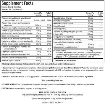 Biotics Research Bio Immunozyme Forte Multivitamin/Mineral To Support Normal, Healthy Immune Function, Echinacea, Cayenne Pepper, Lactobacillus Acidophilus, Probiotics, Amino Acids 90 Capsules