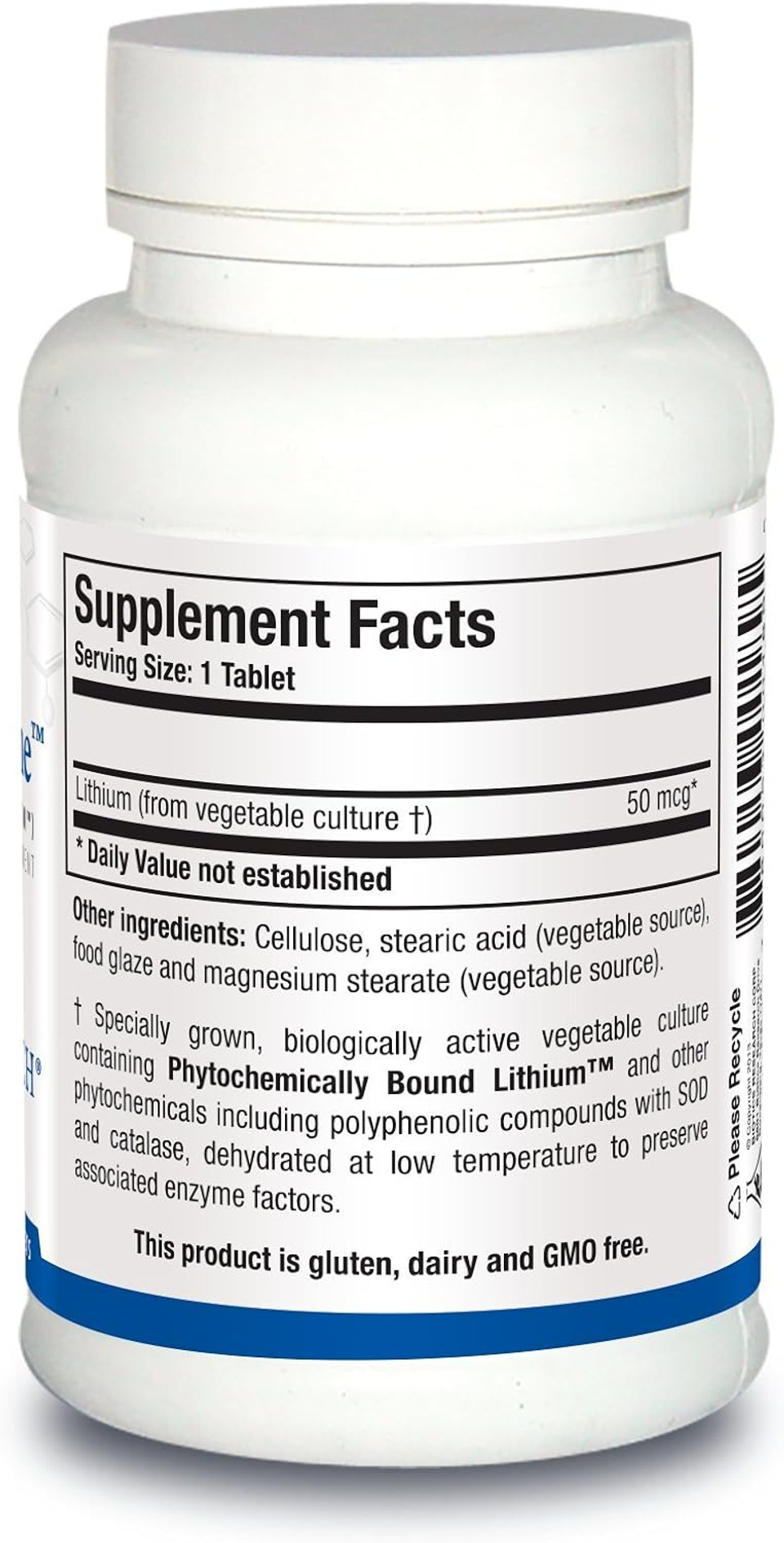 Biotics Research Li Zyme 50 Micrograms, Lithium As A Whole Food, Phytochemically Bound Lithium. Highly Bioavailable. Supports Brain Function. Memory And Mood Support.100 Tablets