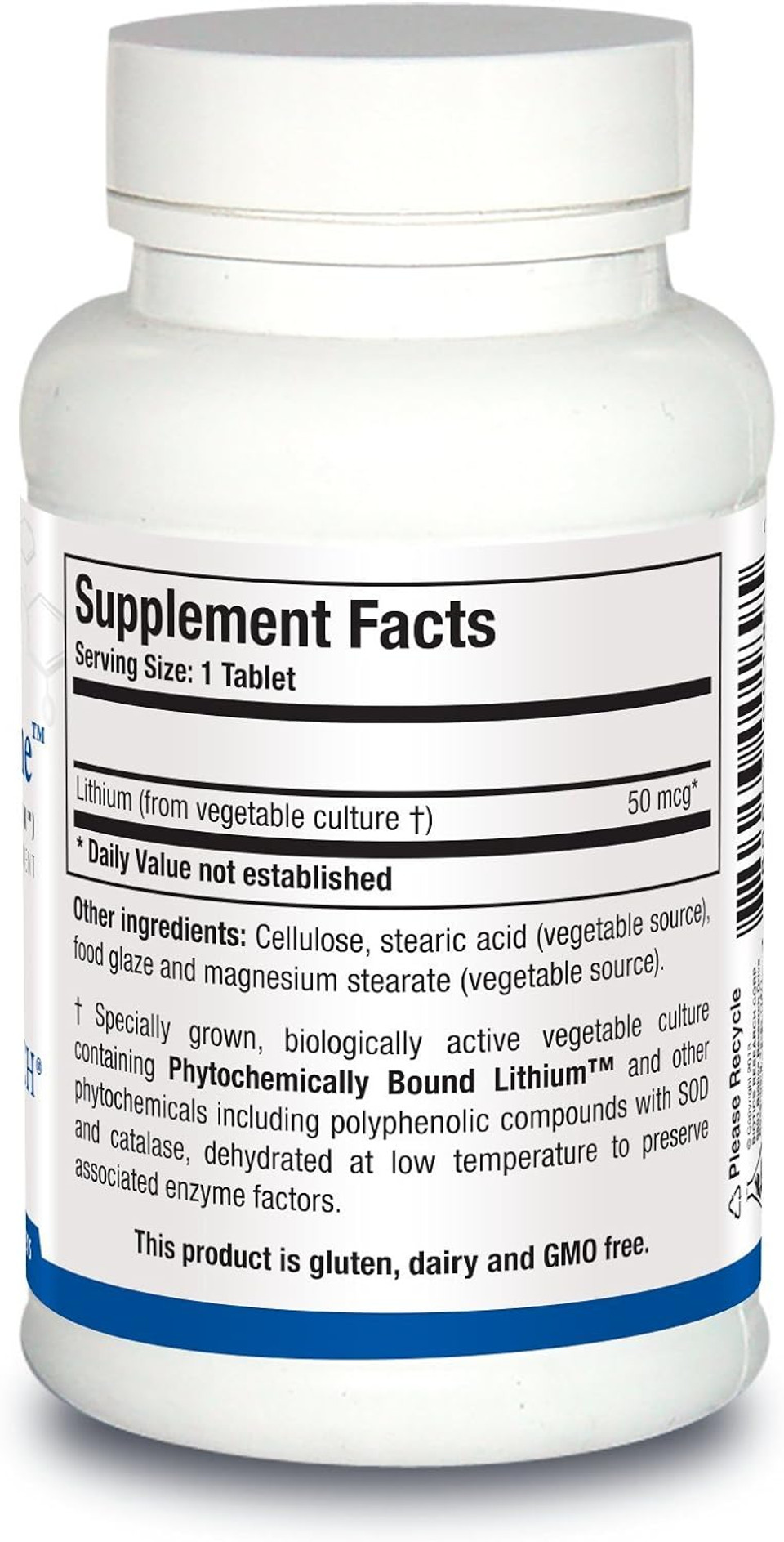 Biotics Research Li Zyme 50 micrograms, Lithium as a Whole Food, phytochemically Bound Lithium. Highly bioavailable. Supports Brain Function. Memory and Mood Support.100 Tablets