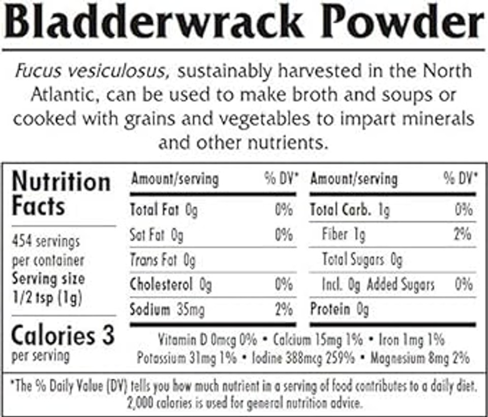 Bladderwrack Powder - Wild Atlantic - Organic Seaweed - Maine Coast Sea Vegetables- 1 Pound