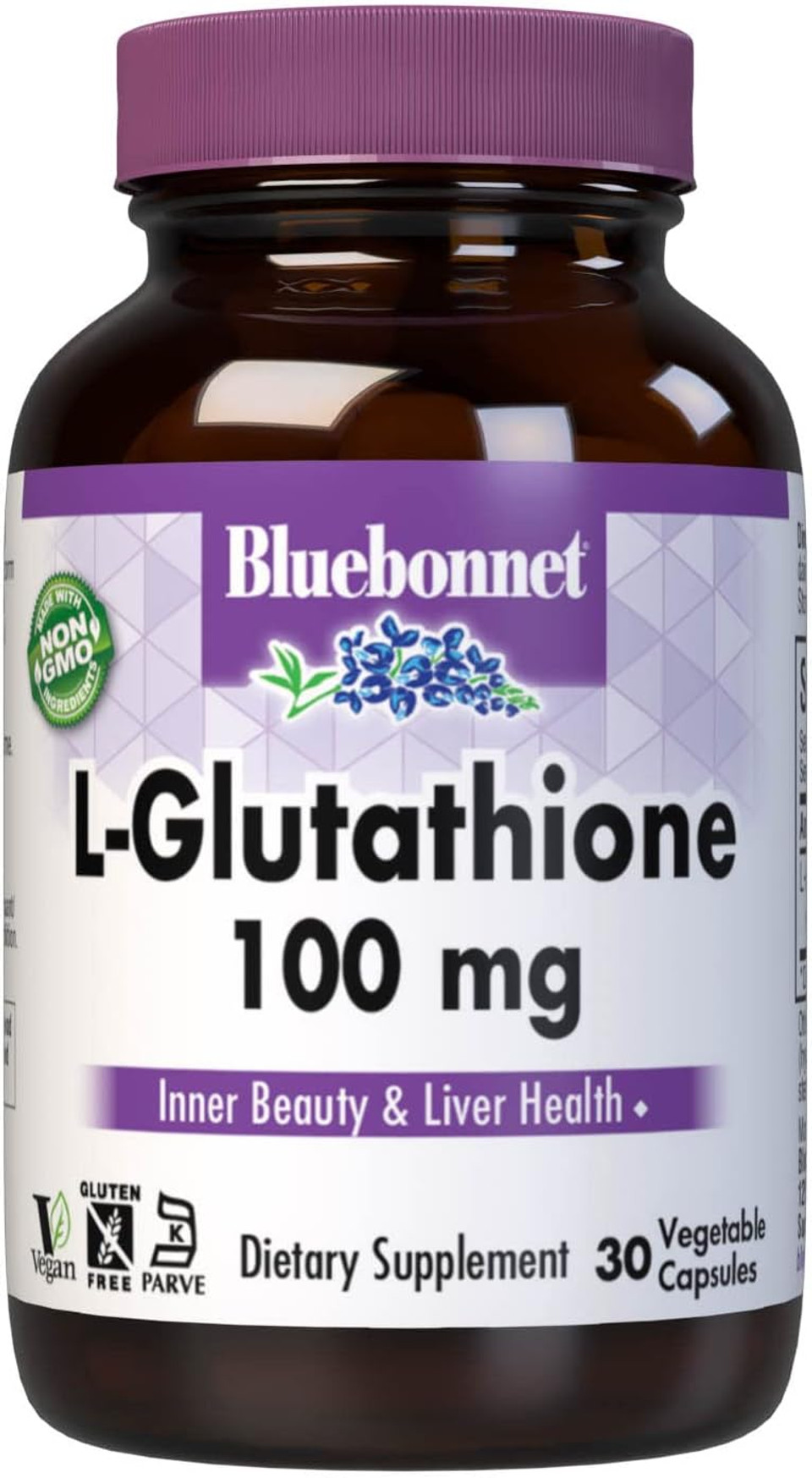 Bluebonnet Nutrition L-Glutathione 100Mg, Free-Form Amino Acid, For Free Radical Protection, Soy-Free, Gluten-Free, Non-Gmo, Kosher Certified, Vegan, 30 Vegetable Capsules, 30 Servings30 Count (Pack Of 1)