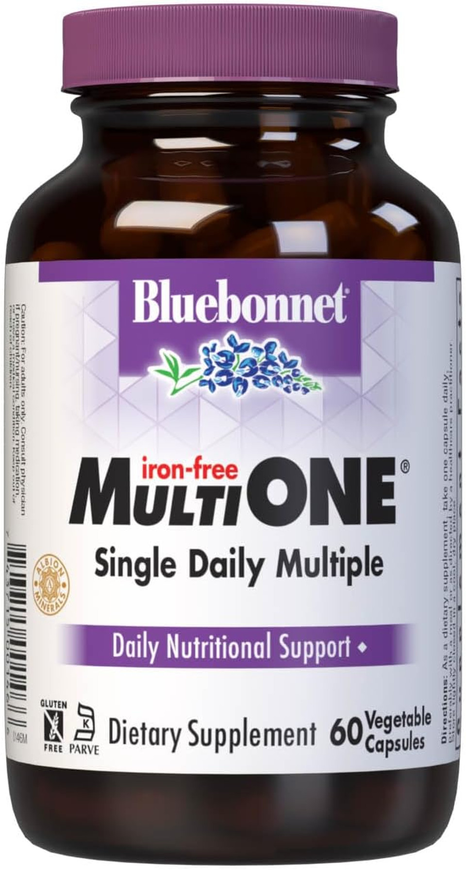 Bluebonnet Nutrition Multi One (Iron Free) Vegetable Capsules For Complete Full Spectrum Multiple, B Vitamins, General Health, Gluten Free, Milk Free, Kosher, 60 Vegetable Capsules, 2 Month Supply