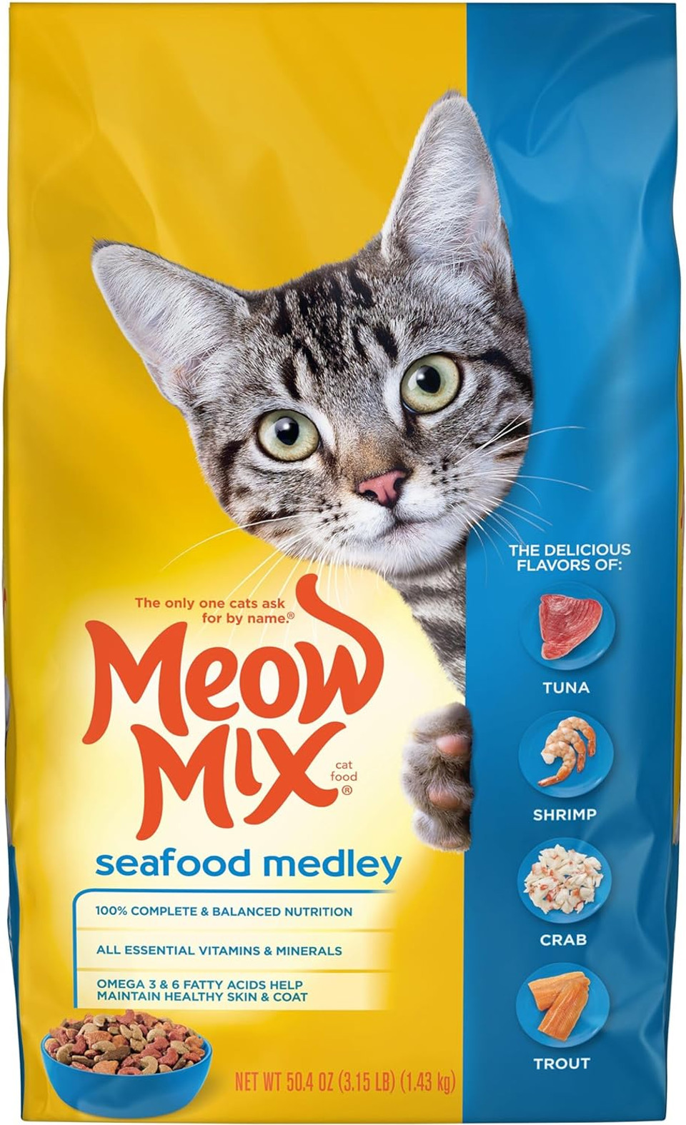 Meow Mix Seafood Medley Dry Cat Food, 3.15 Pound Bag (Pack Of 4)3.15 Pound (Pack Of 4)