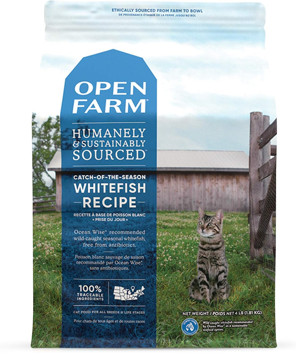 Open Farm Grain-Free Wild-Caught Salmon & Catch-Of-The-Season Whitefish Dry Cat Food Bundle, 4 Lbs
