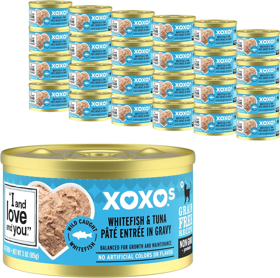 I And Love And You" Xoxos Canned Wet Cat Food, Whitefish And Tuna Pate, Grain Free, Real Meat, No Fillers, 3 Oz Cans, Pack Of 24 Cans3 Ounce (Pack Of 24)
