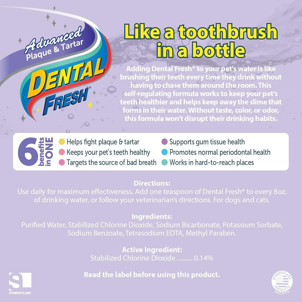 Dental Fresh Advanced Plaque And Tartar Water Additive, 8Oz  Dog Teeth Cleaning Formula To Freshen Breath And Improve Overall Oral Health Dental Fresh Advanced Plaque And Tartar Water Additive, 8Oz  Dog Teeth Cleaning Formula To Freshen Breath And Improve Overall Oral Health