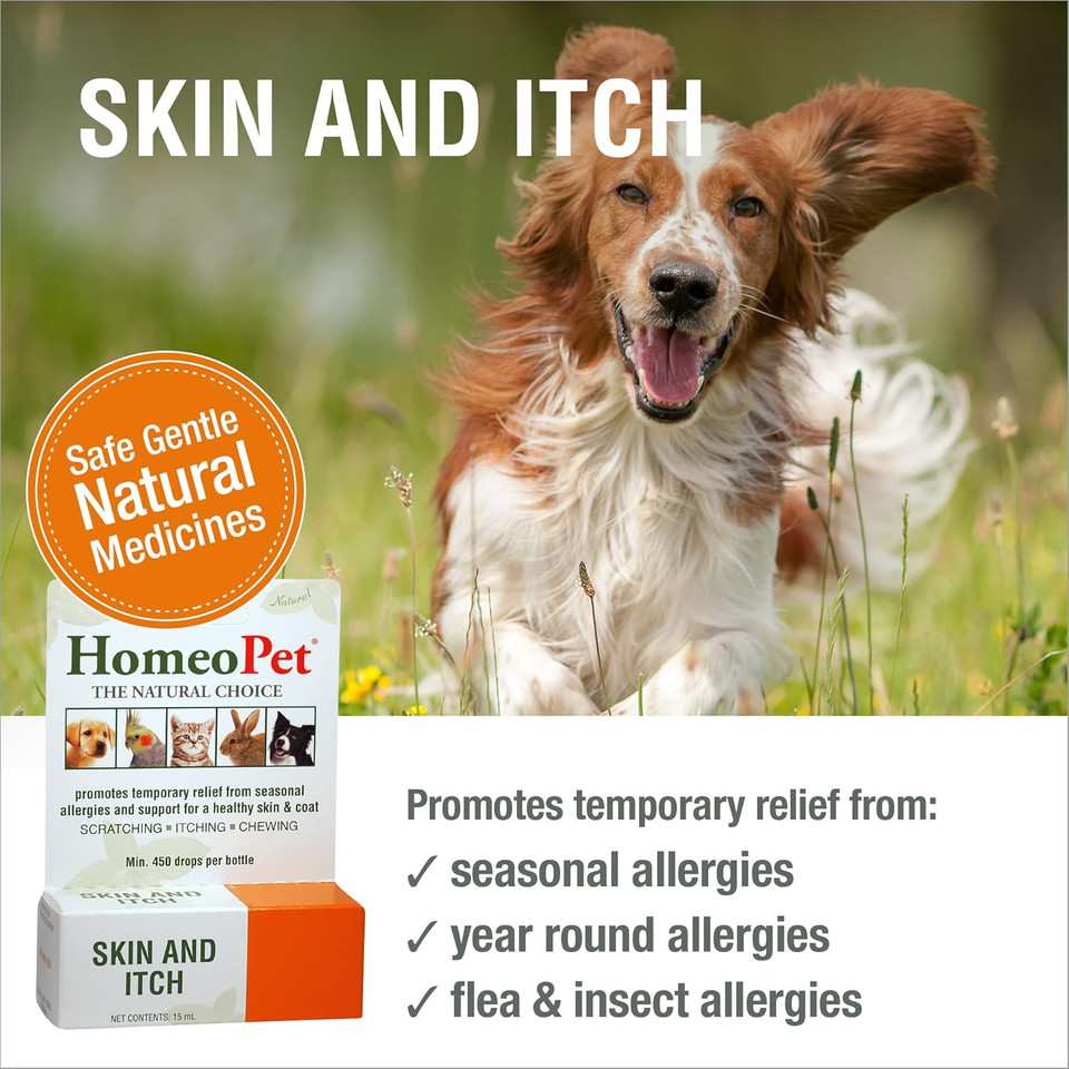 Homeopet Skin And Itch, Safe And Natural Itch Relief For Dogs And Cats, Coat And Skin Soother For Pets, 15 Milliliters Homeopet Skin And Itch, Safe And Natural Itch Relief For Dogs And Cats, Coat And Skin Soother For Pets, 15 Milliliters