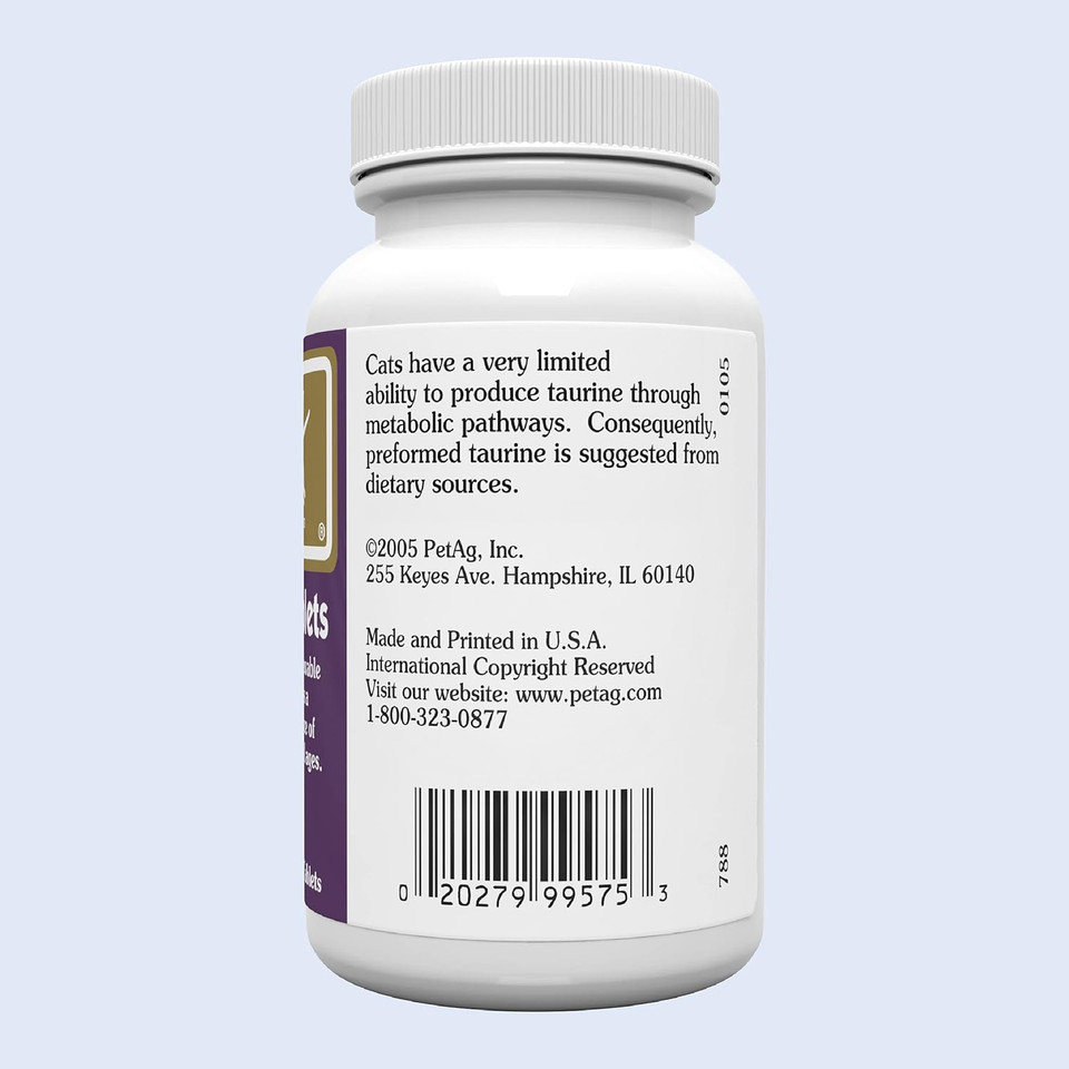 Petag Taurine Tablets For Cats - Highly Palatable Taurine Supplement For Cats Of All Ages - 250 Mg - 100 Count Petag Taurine Tablets For Cats - Highly Palatable Taurine Supplement For Cats Of All Ages - 250 Mg - 100 Count