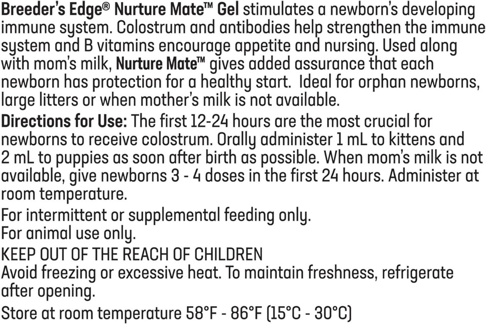 Revival Animal Health Breeder'S Edge Nurture Mate - Colostrum Supplement For Puppies & Kittens, Dogs, Cats - 30 Ml Paste