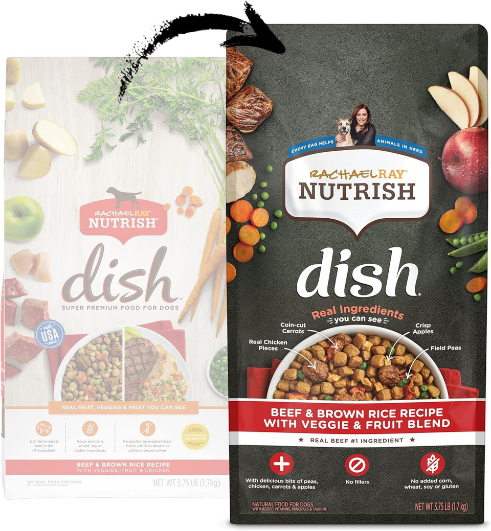 Rachael Ray Nutrish Dish Premium Natural Dry Dog Food, Beef & Brown Rice Recipe With Veggies, Fruit & Chicken, 3.75 Pounds3.75 Pound (Pack Of 1)