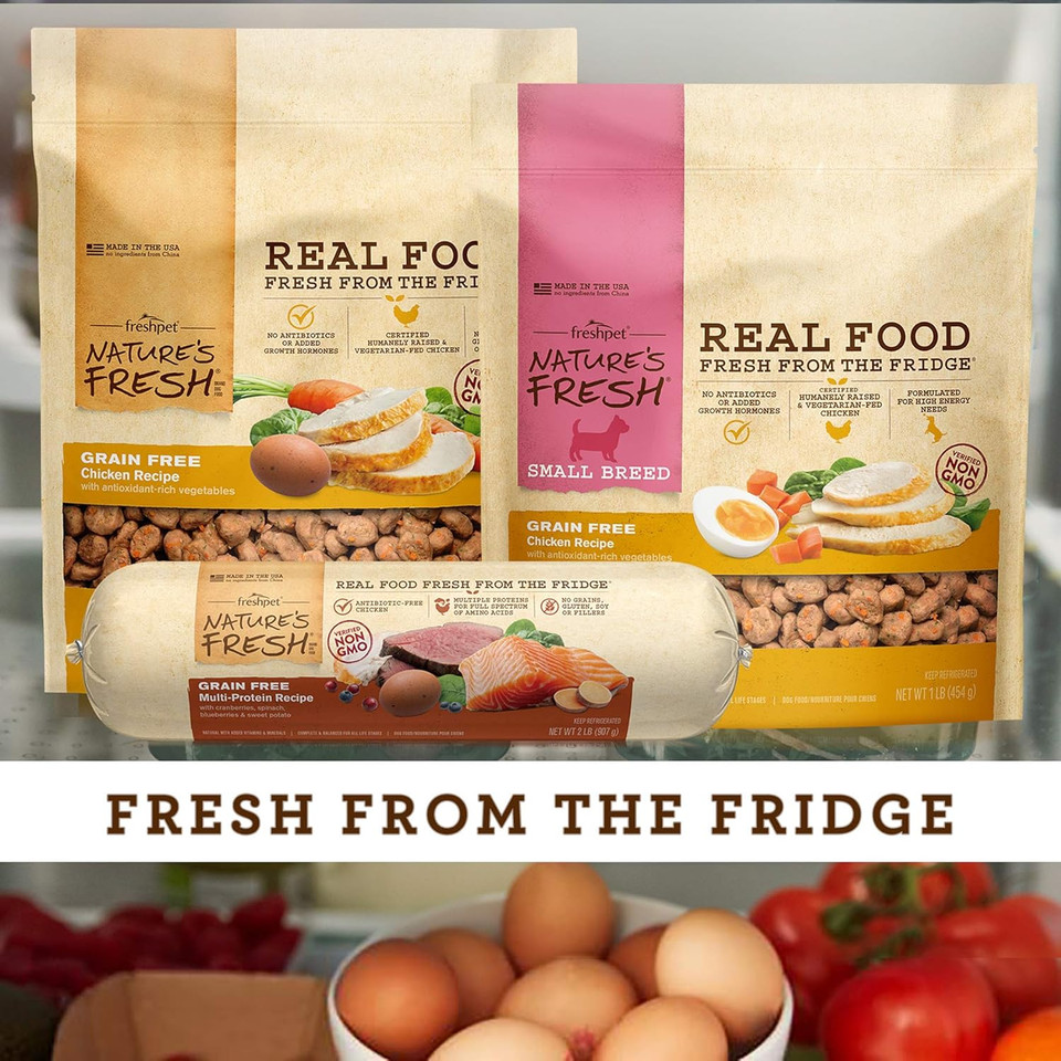 Freshpet Grain-Free Salmon & Owf Recipe With Spinach, Cranberries & Blueberries, 2 Lb