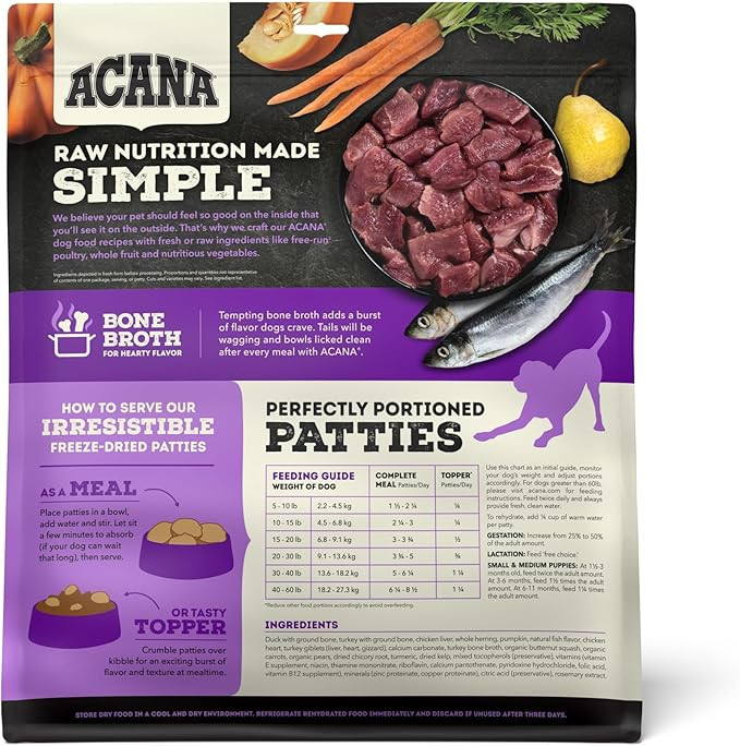 Acana Freeze Dried Dog Food & Topper, Grain Free High Protein Free-Run Duck Recipe, 8Oz8.00 Ounce (Pack Of 1)
