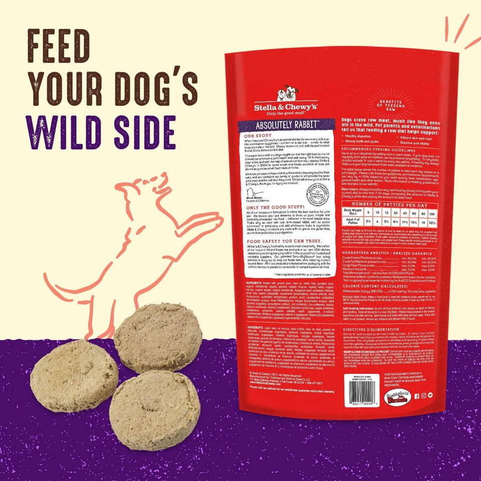 Stella & Chewy'S Freeze Dried Raw Dinner Patties  Grain Free Dog Food, Protein Rich Absolutely Rabbit Recipe  14 Oz Bag