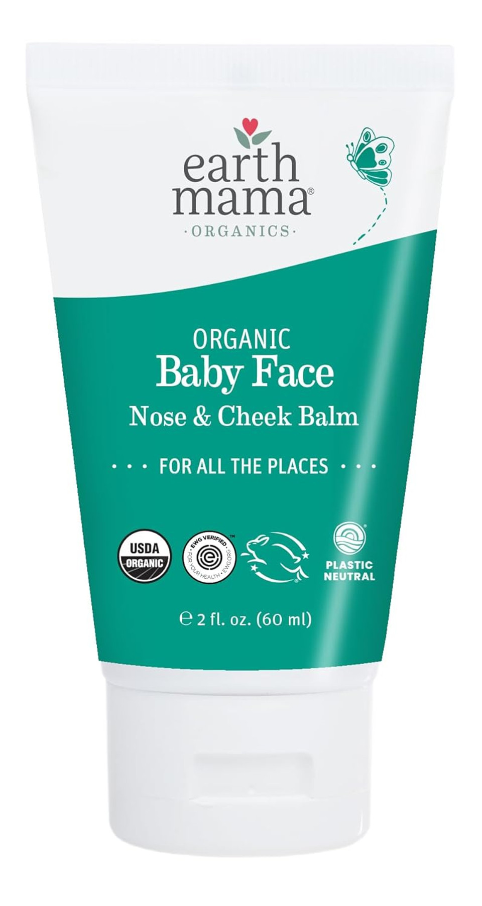 Earth Mama Organic Baby Face Nose & Cheek Balm | Moisturizer With Calendula Oil For Dry Skin Care, Natural Petroleum Jelly Alternative (2-Fluid Ounce)