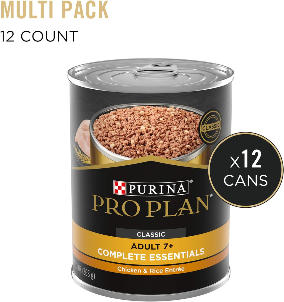 Purina Pro Plan High Protein Dog Food For Senior Dogs, Adult 7+ Chicken And Rice Entree - 13 Oz. Can(12) 13 Oz. Cans