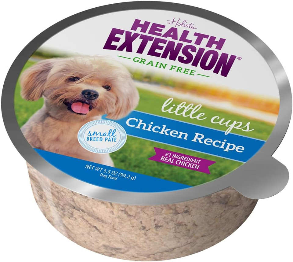 Health Extension Wet Dog Food, Grain-Free, Natural Food Cups For Small Breed Dogs With Added Vitamins, Include 6 Chicken Recipe Cups & 6 Turkey Recipe Cups, Each Cup Weight (3.5 Oz / 99.2 G)