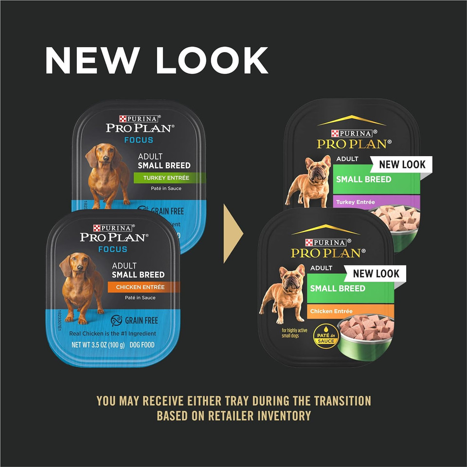 Purina Pro Plan Wet Dog Food For Small Dogs Chicken Or Turkey Pate In Sauce High Protein Dog Food Variety Pack - (12) 3.5 Oz. Trays(12) 3.5 Oz. Trays