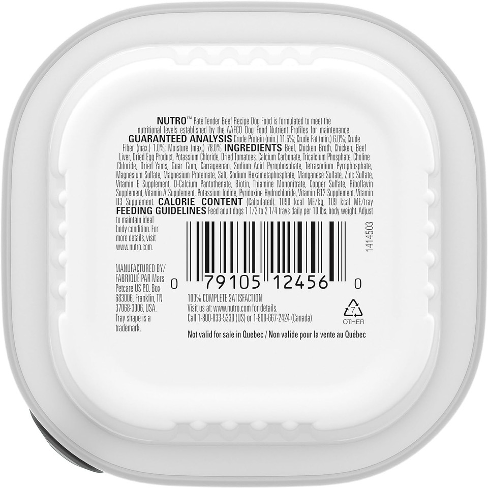 Nutro Adult Natural Grain Free Wet Dog Food Patã£Â© Tender Beef Recipe, 3.5 Oz. Trays (Pack Of 24) Nutro Adult Natural Grain Free Wet Dog Food Patã£Â© Tender Beef Recipe, 3.5 Oz. Trays (Pack Of 24)