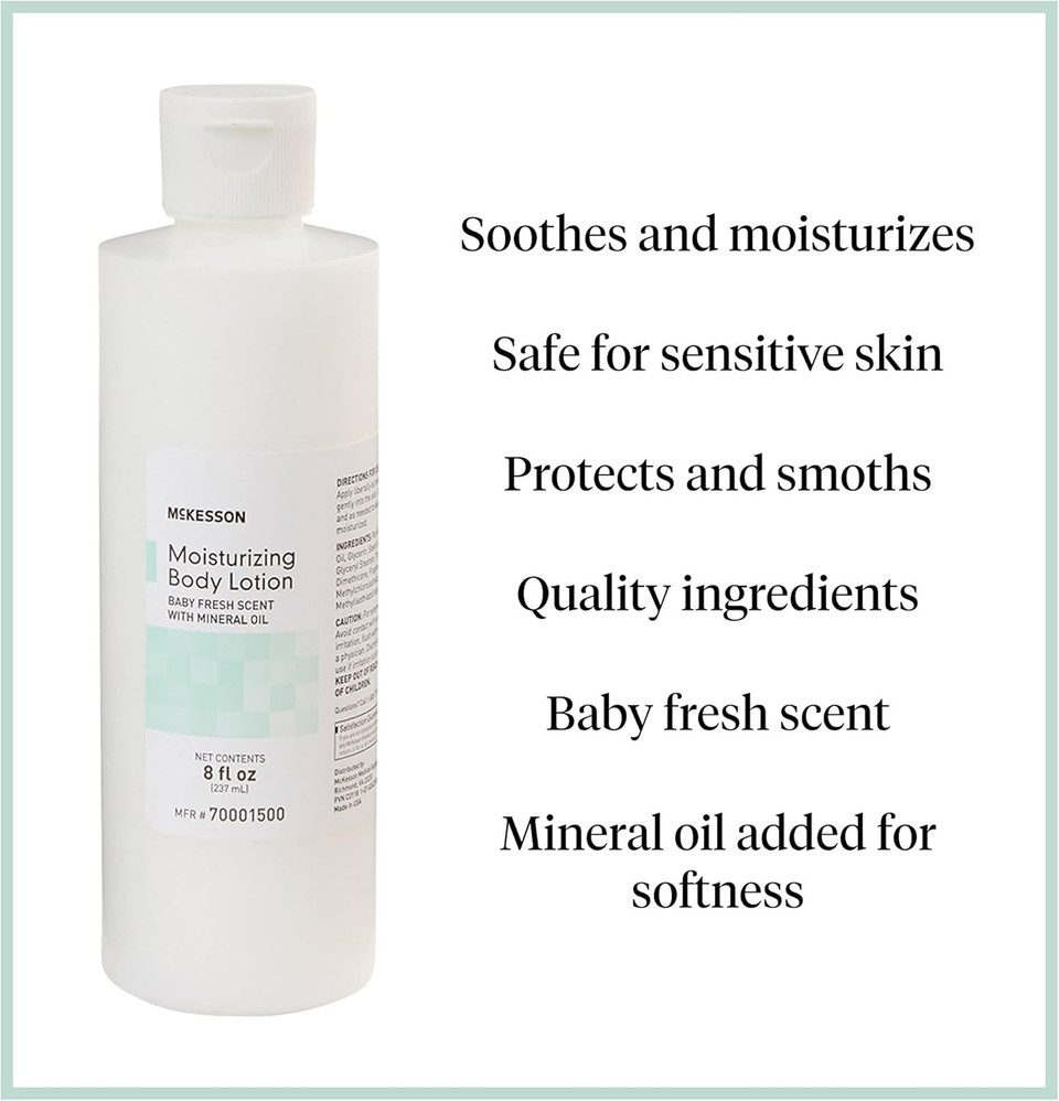 Mckesson Moisturizing Body, Hand And Body Moisturizer, Baby Fresh Scent With Mineral Oil, 8 Oz, 1 Count
