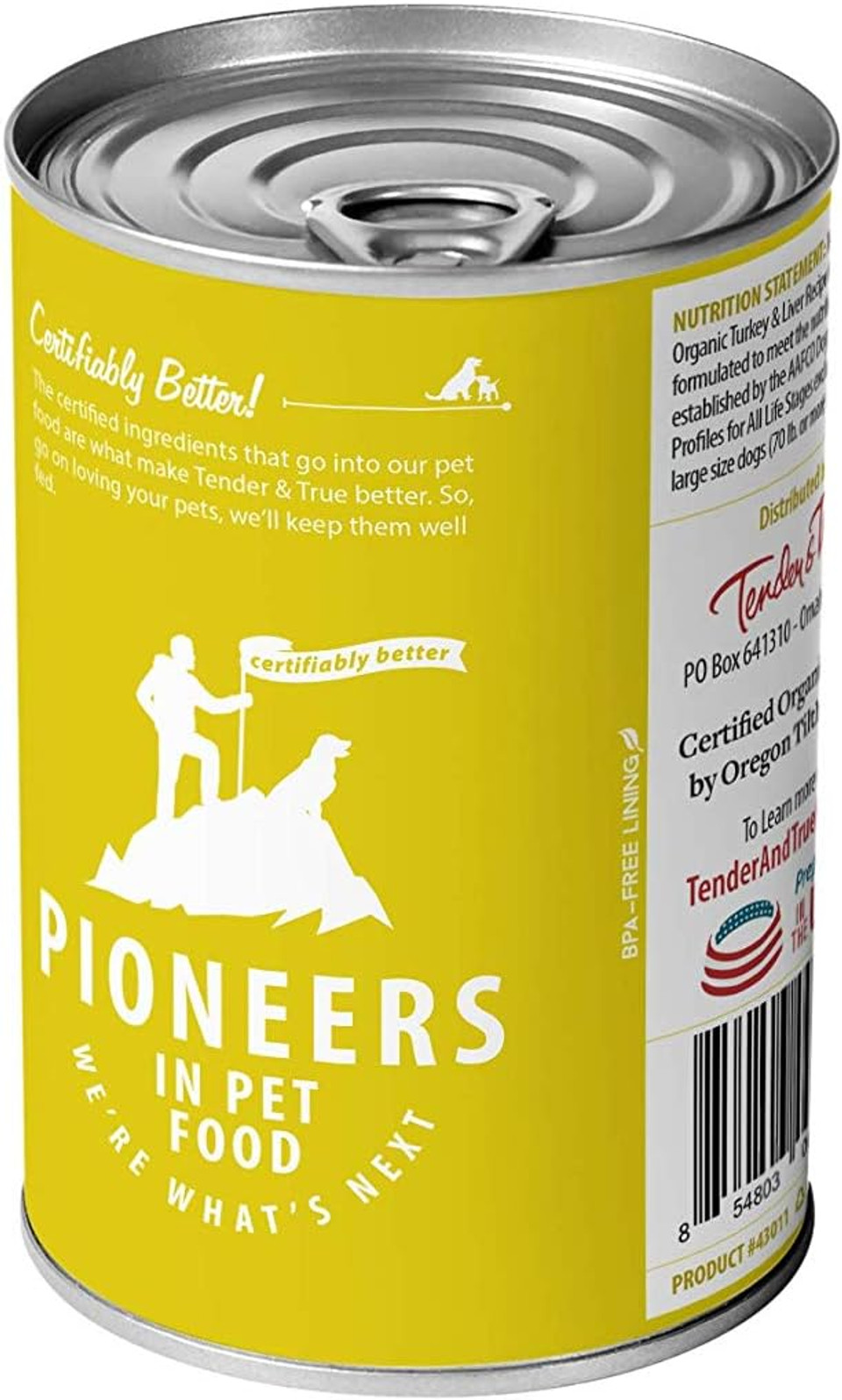 Tender & True Organic Turkey & Liver Recipe Canned Dog Food, 12.5 oz, Case of 12