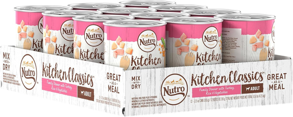 Nutro Premium Loaf Adult Natural Grain Free Wet Dog Food Healthy Turkey, Sweet Potato & Green Bean Recipe, 12.5 Oz. Cans (Pack Of 12)