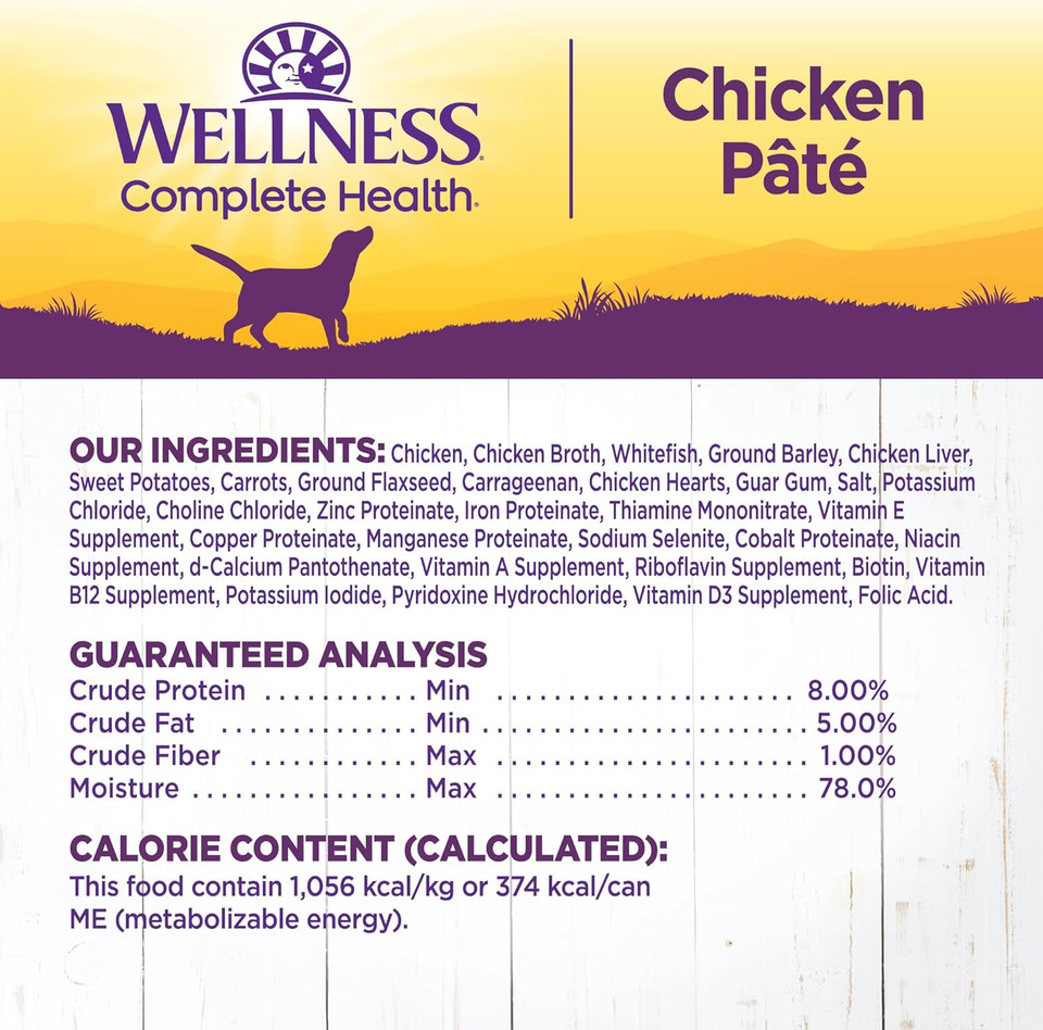 Wellness Complete Health Natural Wet Canned Dog Food, Chicken & Sweet Potato, 12.5-Ounce Can (Pack Of 12) Wellness Complete Health Natural Wet Canned Dog Food, Chicken & Sweet Potato, 12.5-Ounce Can (Pack Of 12)