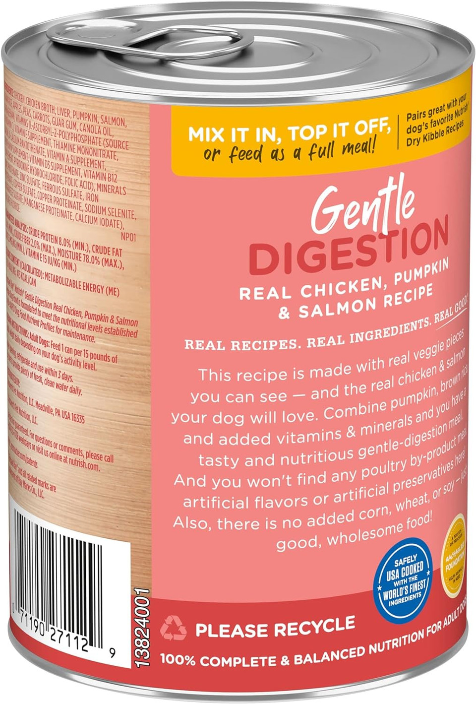 Rachael Ray Nutrish Gentle Digestion Premium Pate Wet Dog Food, Real Chicken, Pumpkin & Salmon, 13 Ounce Can (Pack of 12)