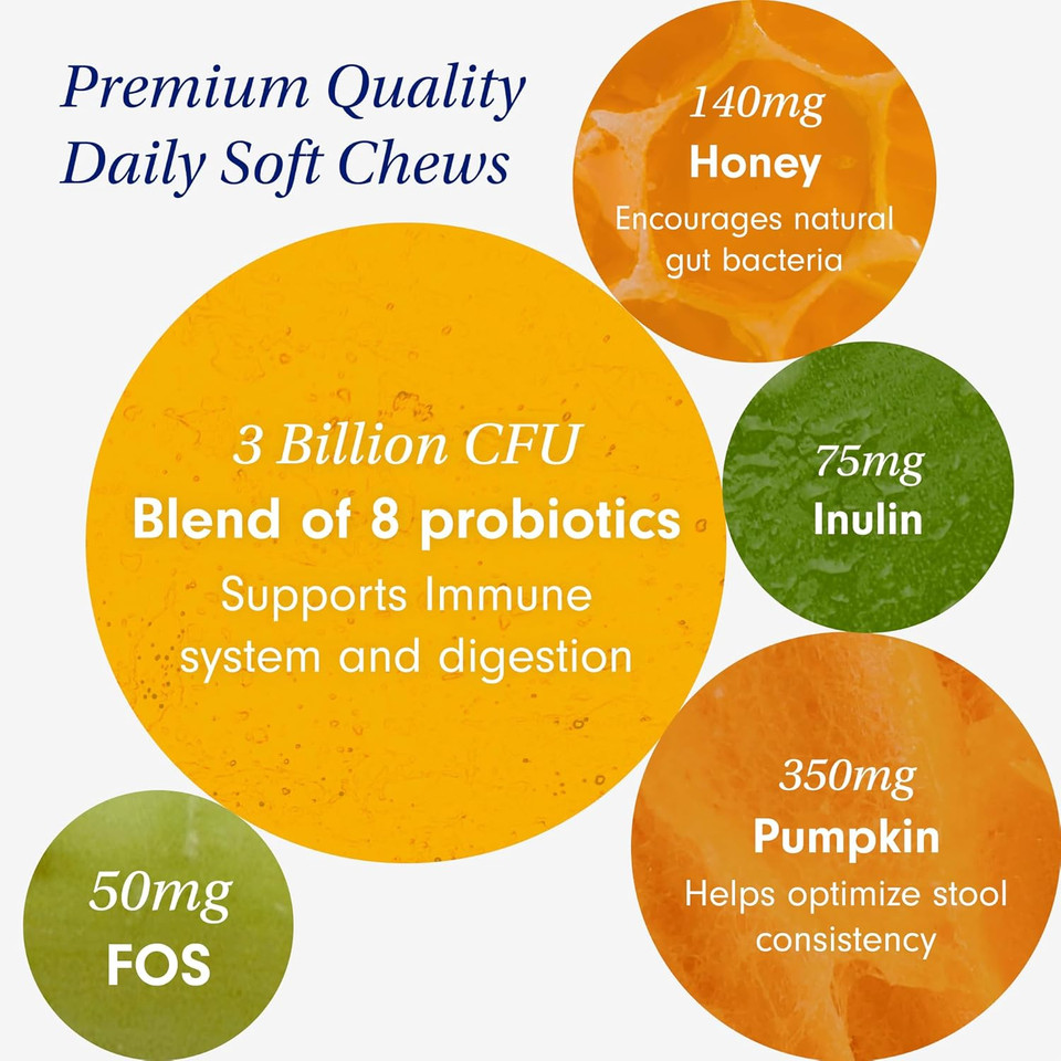 Petlab Co. Probiotics For Dogs, Support Gut Health, Diarrhea, Digestive Health & Seasonal Allergies - Pork Flavor - 30 Soft Chews - Packaging May Vary