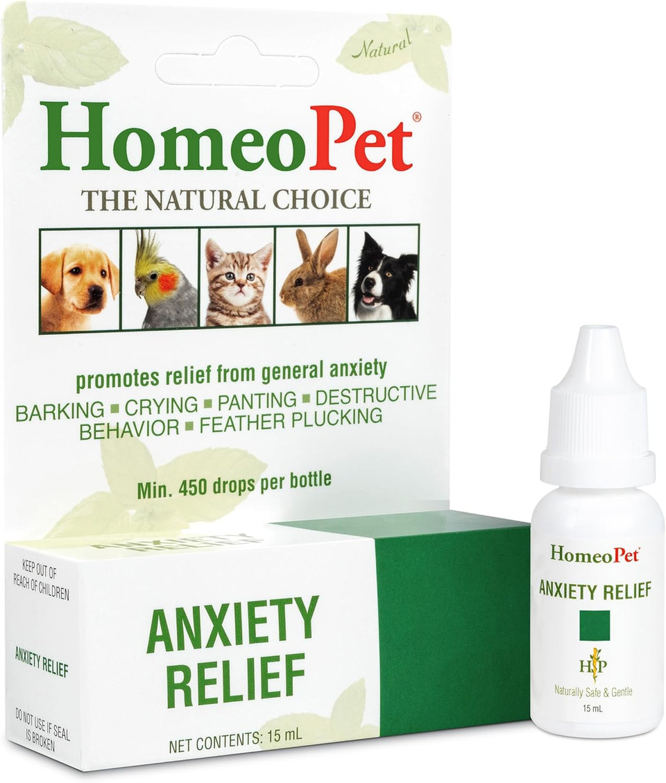 Homeopet Anxiety Relief Medicine For Pets, Natural Anxiety Relief For Dogs And Cats, Cat And Dog Calming Medicine, 15 Milliliters