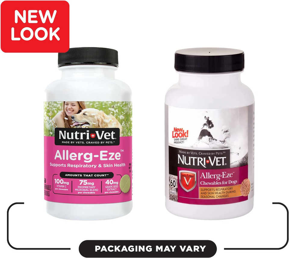 Nutri-Vet Allerg-Eze Chewables For Dogs - Formulated Antioxidants And Omega-3 Acids - Supports Respiratory And Skin Health - 60 Chewables