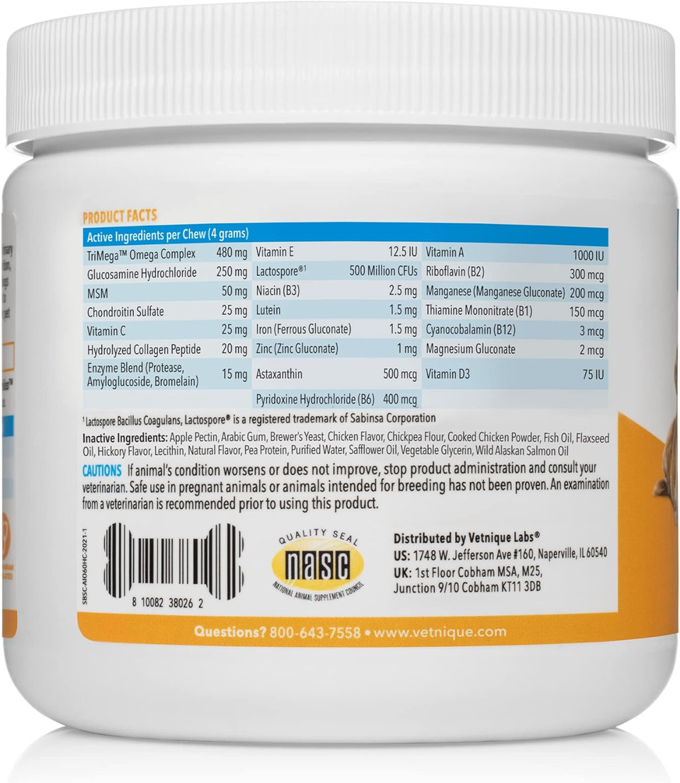 Vetnique Labs Seniorbliss Aging Dog (7+) Senior Dog Vitamins And Supplements, Supports Heart, Allergy, Arthritis, Skin And Coat - Furever Young (All-In-One Daily Vitamin, 60Ct)60Ct