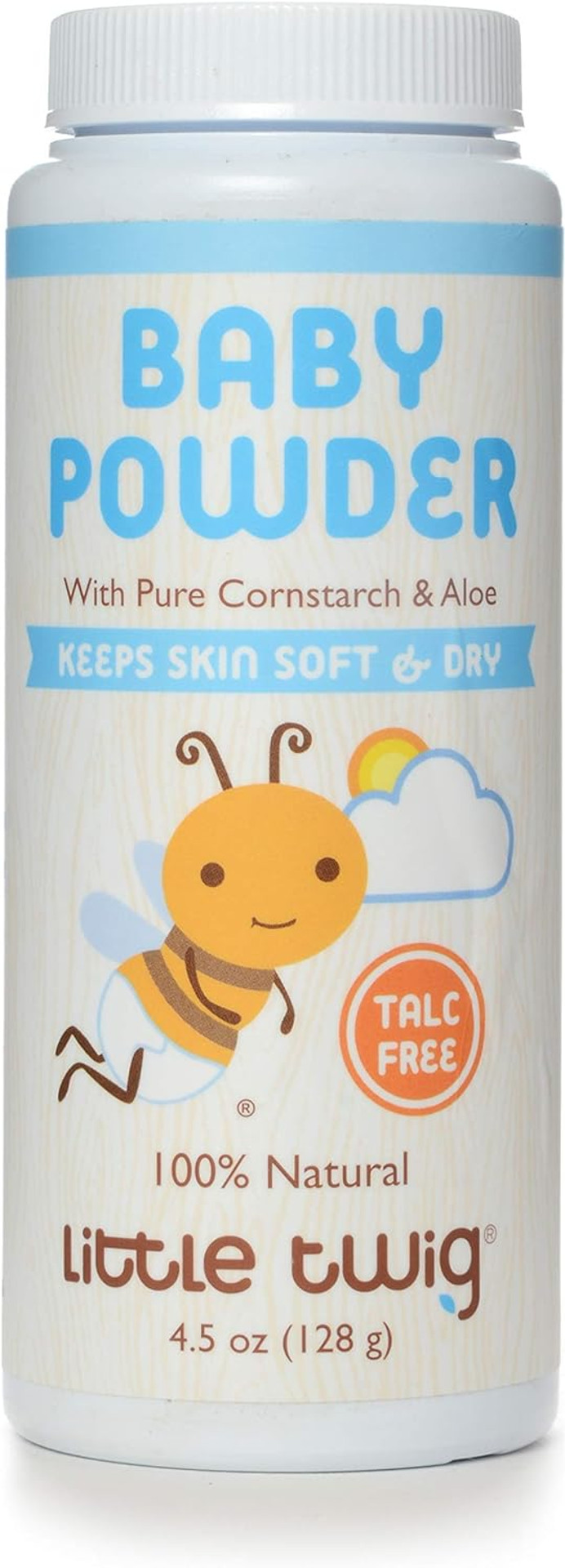 Little Twig Baby Powder, Natural Plant Derived Formula With Cornstarch And Aloe, 100% Talc-Free Powder, Fragrance-Free, 4.5 Oz