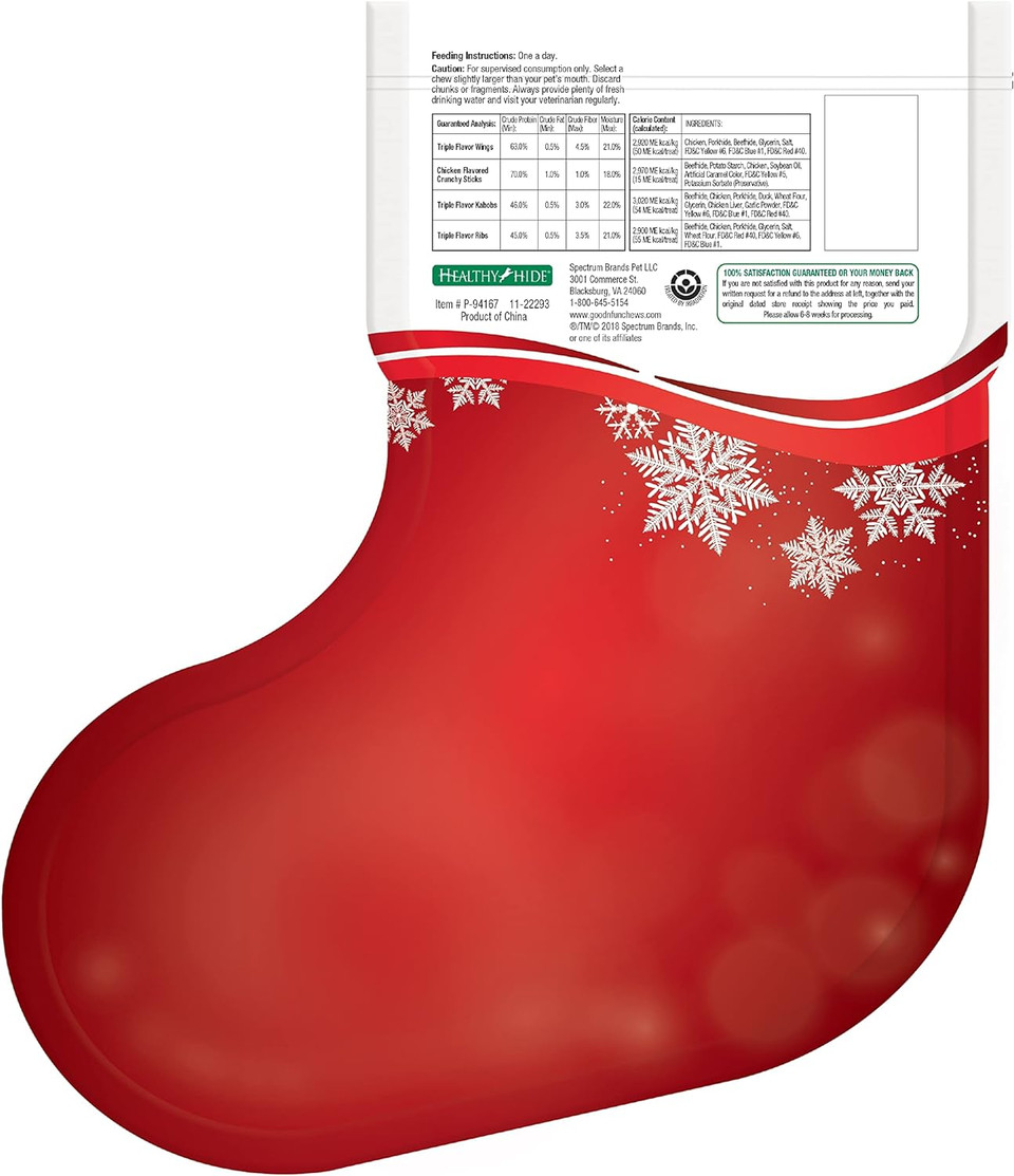 Good'N'Fun Holiday Chews, Treat Your Dog To Fun Shaped Long Lasting Chews, Made Ingredients