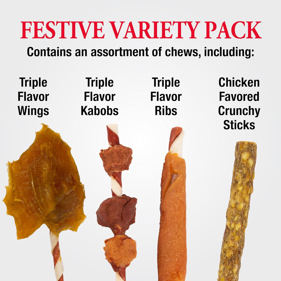 Good'N'Fun Holiday Chews, Treat Your Dog To Fun Shaped Long Lasting Chews, Made Ingredients
