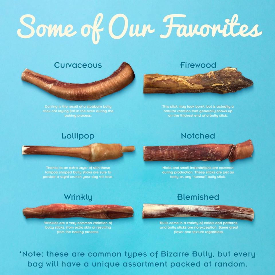 Pawstruck "Bizarre Bully Sticks For Dog Eco-Conscious, Natural & Odorless Bullie Bones Made For K9 & Puppies, Beef Flavor, Long Lasting Chew (5" To 7" Sticks, 1Lb. Bag), 1 Pounds