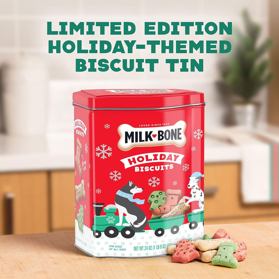 Milk-Bone Holiday Dog Treats, Small Biscuits, 24 Ounce Reusable Tinholiday Crunchy Biscuits24 Ounce (Pack Of 1)
