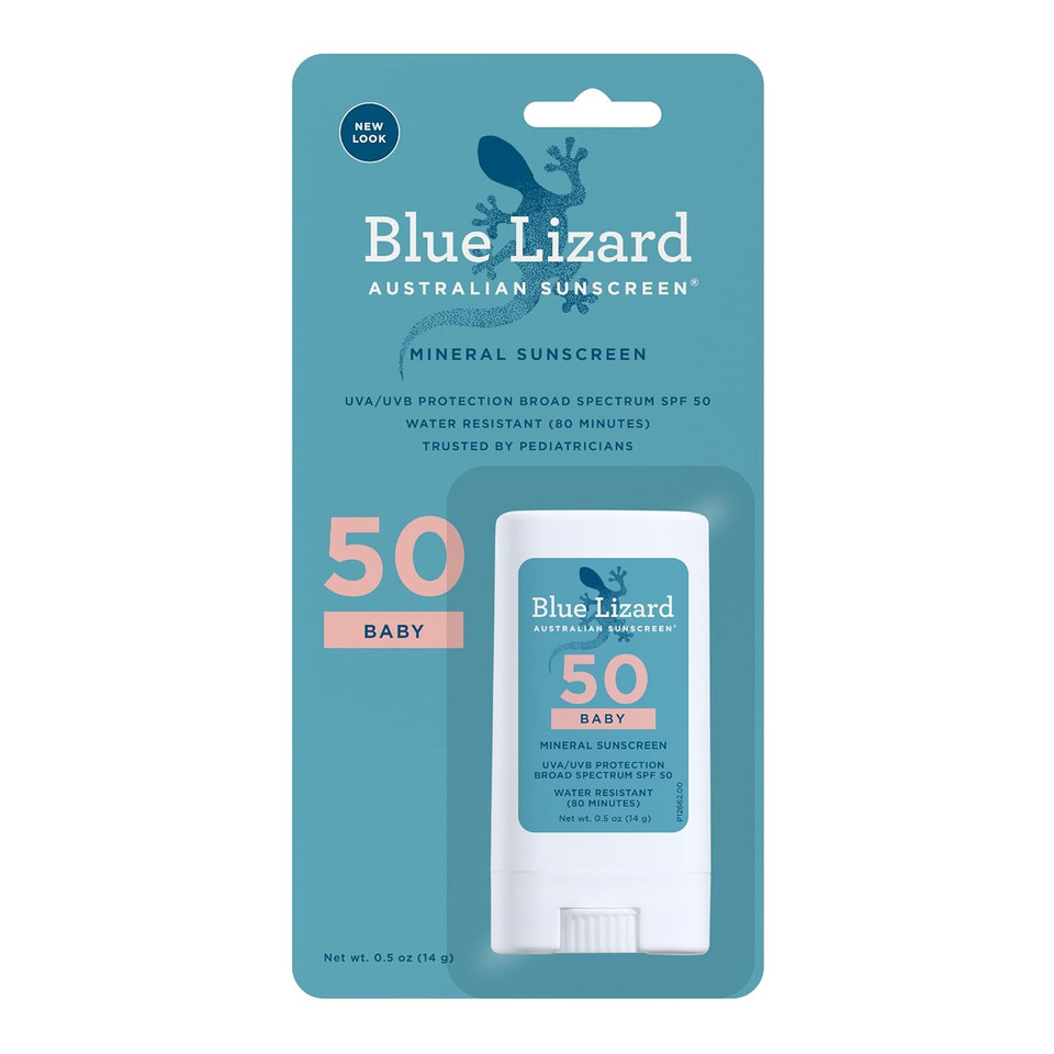 Blue Lizard Baby Mineral Sunscreen Stick With Zinc Oxide, Spf 50+, Water Resistant, Uva/Uvb Protection - Easy To Apply, Fragrance Free, .5 Oz