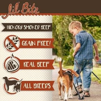 Lil' Bitz Hickory Smoked Beef Training Treats For All Dog Breeds - Low Calories, Grain Free, Natural Ingredients, Nasc Compliance - Perfect Reward For Dogs Of Every Size (4 Oz)