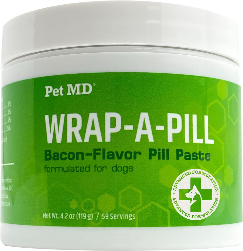 Pet MD Wrap A Pill Bacon Flavor Pill Paste for Dogs - Create a Pocket to Hide Pills and Medication - 59 Servings4.2 Ounce (Pack of 1)