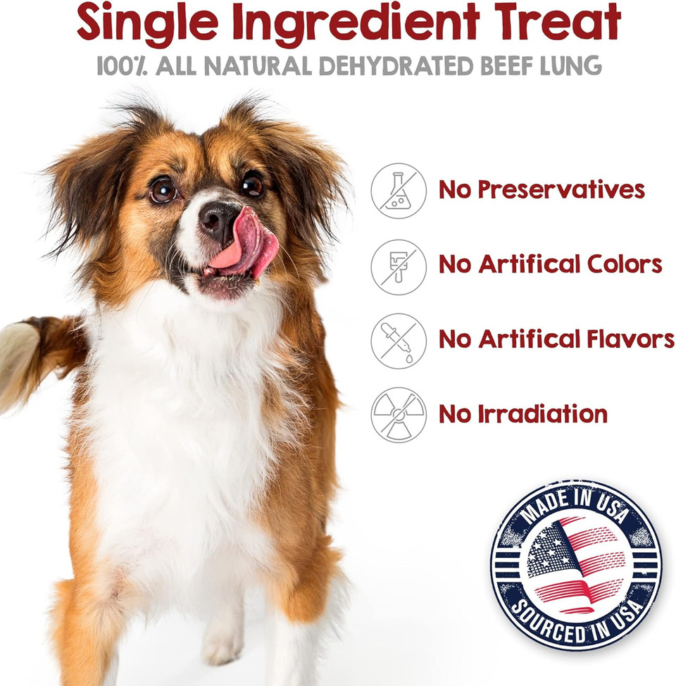 Riley'S Beef Lung Dog Treats Made In Usa - Usa Sourced Single Ingredient Dog Treat - Nutritious Chews For All Dog Sizes - Rawhide Alternative Dog Chews - No Raw Hide Chews - 8 Oz