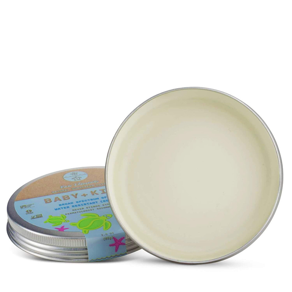 Raw Elements Baby + Kids Spf 30 Organic Sunscreen Zero-Waste Bundle With Lotion Tin 3Oz, Lotion Stick 1Oz And Hemp Drawstring Bag