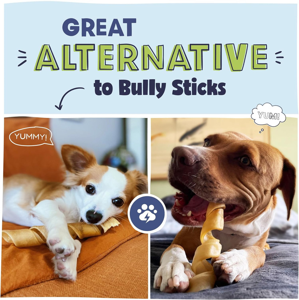 Pawstruck Natural Large Collagen Stick Springs For Dogs - Vet-Approved Long Lasting Alternative To Traditional Rawhide & Bully Sticks - High Protein Dental Treat W/Glucosamine & Chondroitin - 4 Pack