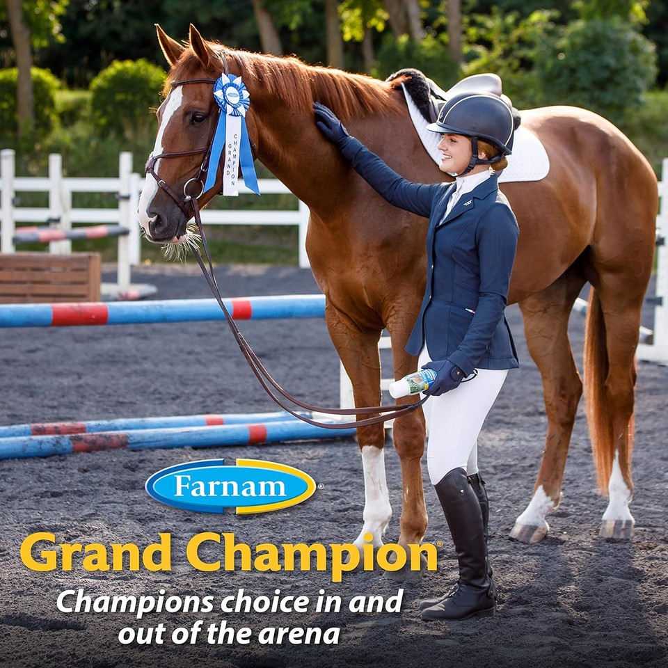 Farnam Grand Champion Fly Repellent For Horses, Plus Coat Conditioner For Show Ring Shine, 15-Ounce Non-Aerosol Spray Bottle (100528258)