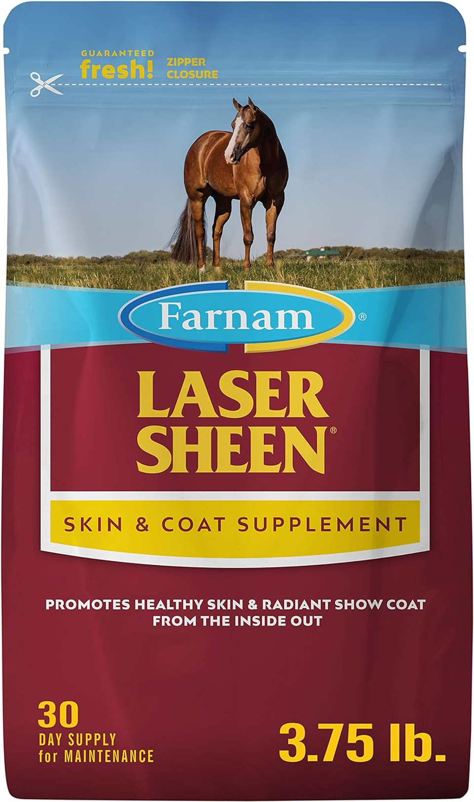 Farnam Laser Sheen Skin & Coat Supplement For Horses, Promotes Healthy Skin & Radiant Coat From The Inside Out, 7.5 Pound, 60 Day Supply