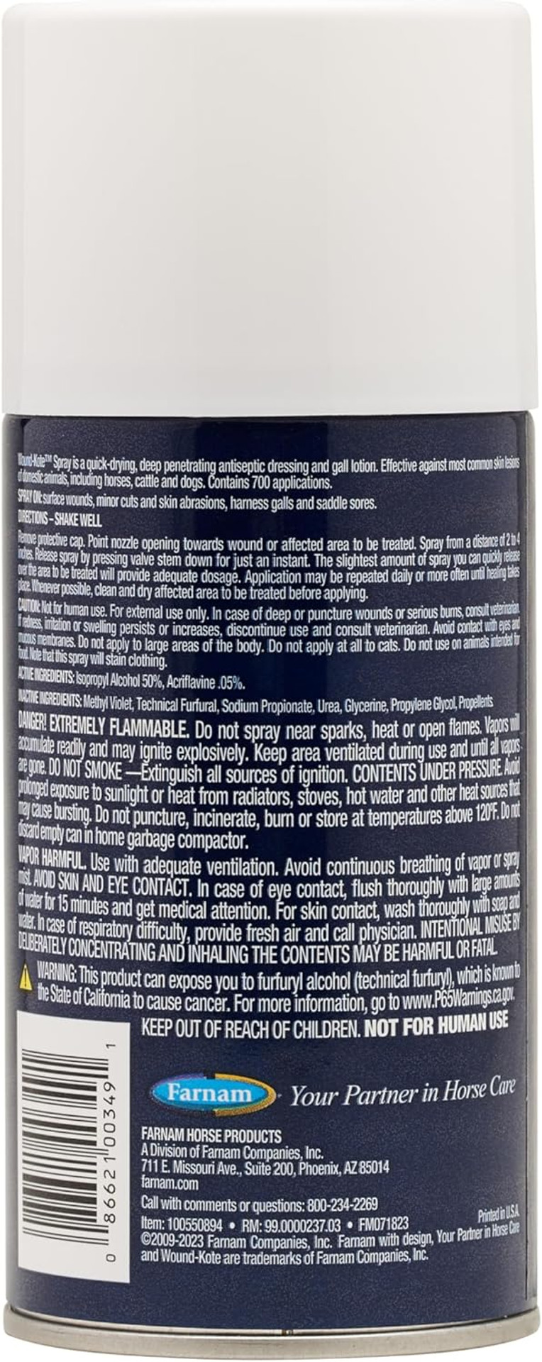Farnam Wound-Kote Blue Lotion Spray Horse Wound Care For Use On Horses And Dogs, Antiseptic Properties, For Minor Wounds, Cuts And Sores, 5 Oz