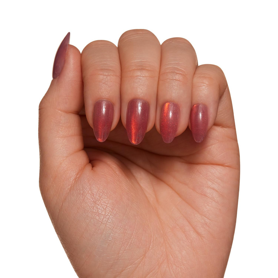 Glamnetic Press On Nails - Rose | Short Almond Rosy-Pink Nails With A Mesmerizing Metallic Finish | 15 Sizes - 30 Nail Kit With Gluerose