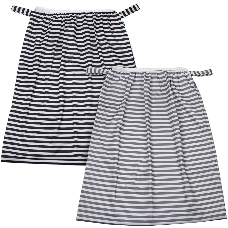 Teamoy Reusable Pail Liner For Cloth Diaper/Dirty Diapers Wet Bag (Pack Of 2), Gray Strips+Black Stripsgray Strips+Black Strips