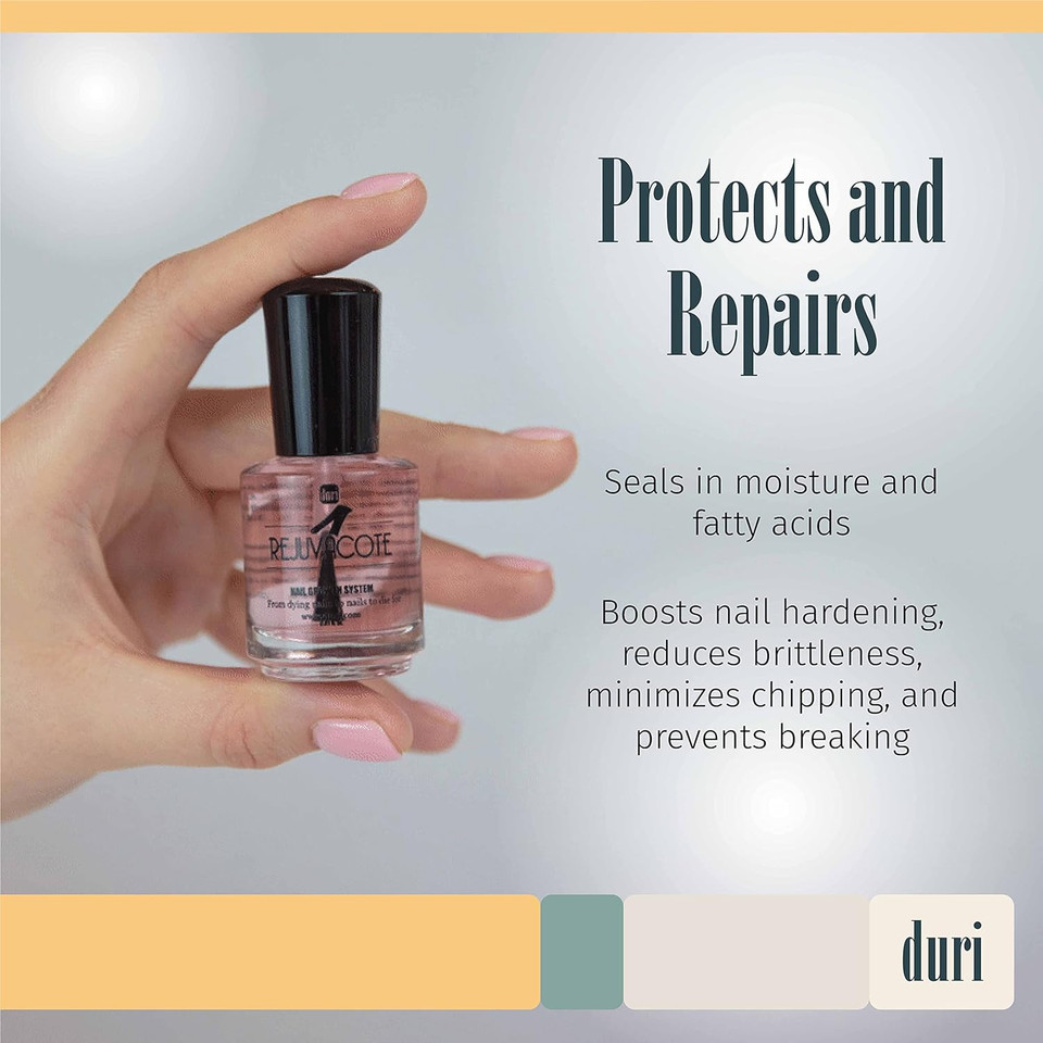 duri Rejuvacote 1 Nail Growth System - Original Maximum Strength Formula - Nail Strengthener and Nail Growth - Base and Top Coat - Pack of 2 - 0.45 fl. ozClear0.45 Fl Oz (Pack of 2)